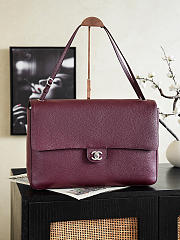 Fortok Chanel 2026ss Chanel Maxi Flapbag Burgundy Silver Hardware 19.5*32*10cm - 1