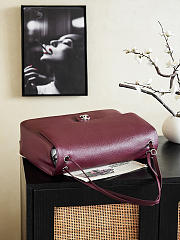 Fortok Chanel 2026ss Chanel Maxi Flapbag Burgundy Silver Hardware 19.5*32*10cm - 6