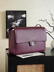 Fortok Chanel 2026ss Chanel Maxi Flapbag Burgundy Silver Hardware 19.5*32*10cm - 5