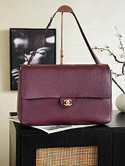 Fortok Chanel 2026ss Chanel Maxi Flapbag Burgundy Gold Hardware 19.5*32*10cm - 1