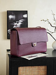 Fortok Chanel 2026ss Chanel Maxi Flapbag Burgundy Gold Hardware 19.5*32*10cm - 3