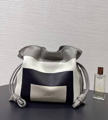 Fortok Loewe Medium Flamenco Clutch Nappa Calfskin White Mix 30 x 24.5 x 10cm