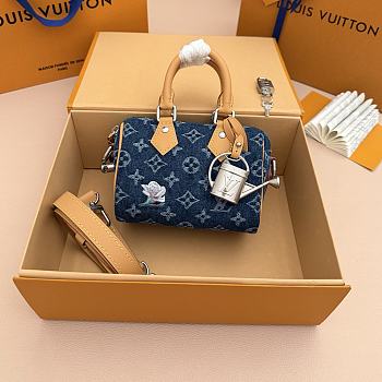 Fortok Louis Vuitton Speedy 18 Bandoulière Monogram Flowers Denim M27557 18*12*10cm