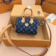 Fortok Louis Vuitton Speedy 18 Bandoulière Monogram Flowers Denim M27557 18*12*10cm - 6