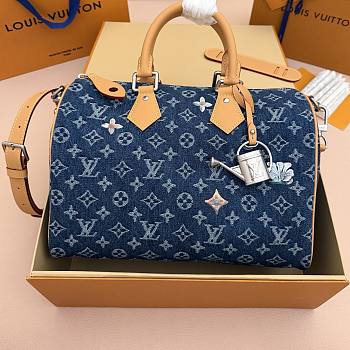 Fortok Louis Vuitton Speedy 30 Bandoulière Monogram Flowers Denim M27556 34*22*19cm