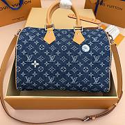 Fortok Louis Vuitton Speedy 30 Bandoulière Monogram Flowers Denim M27556 34*22*19cm - 4