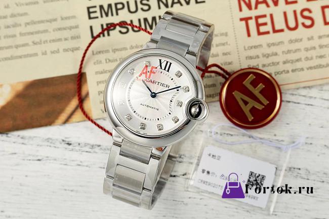 Fortok Cartier Ballon Bleu Watch Diamonds Dial Steel 36mm - 1