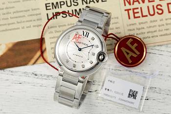 Fortok Cartier Ballon Bleu Watch Diamonds Dial Steel 36mm