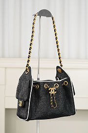 Fortok Chanel Mini 25 Hobo Bag Black Quilted Raffia 20x22x12.5cm - 3