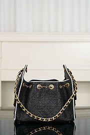 Fortok Chanel Mini 25 Hobo Bag Black Quilted Raffia 20x22x12.5cm - 2