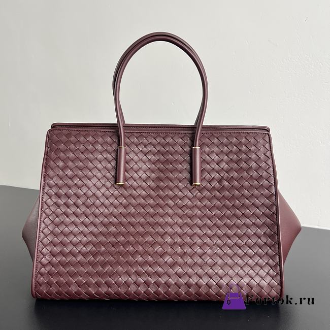 Fortok Bottega Veneta Barbara Tote Bag Intrecciato Burgundy 37x27x24cm - 1