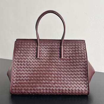 Fortok Bottega Veneta Barbara Tote Bag Intrecciato Burgundy 37x27x24cm
