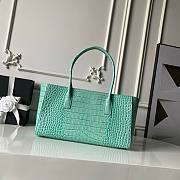 Fortok Chanel Small Shopping Tote Crocodile-embossed Calfskin Tiffany Blue 39×20×13cm - 5