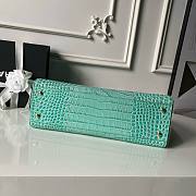 Fortok Chanel Small Shopping Tote Crocodile-embossed Calfskin Tiffany Blue 39×20×13cm - 4