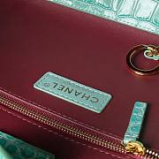 Fortok Chanel Small Shopping Tote Crocodile-embossed Calfskin Tiffany Blue 39×20×13cm - 3