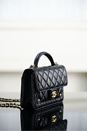 Fortok Chanel 25B WOC Quilted Black Lambskin Leather 12x19x5cm - 6
