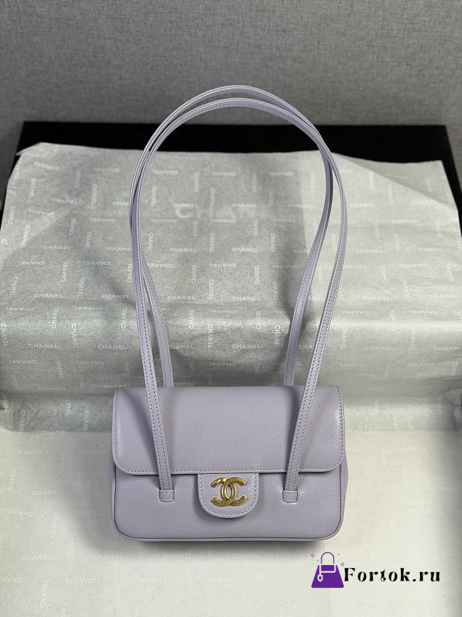 Fortok Chanel Mini Preppy Coco Clutch Straps Purple 17*4*12cm - 1