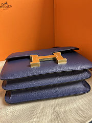 Fortok Hermes Constance 19cm Navy Blue With Gold Hardware Epsom Leather - 3