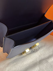 Fortok Hermes Constance 19cm Navy Blue With Gold Hardware Epsom Leather - 2