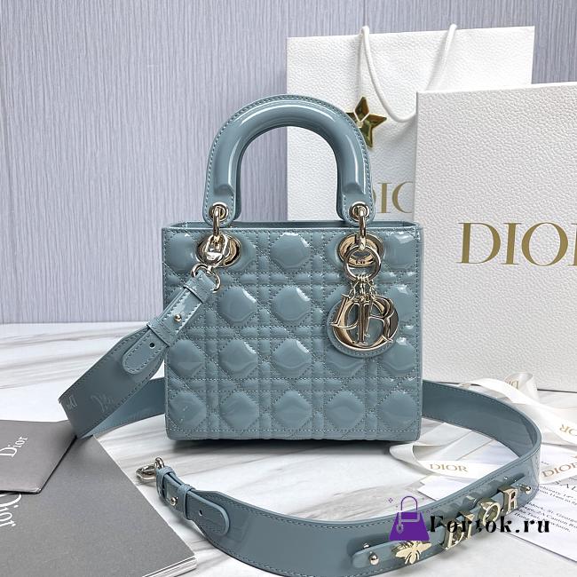 Fortok Dior My ABCDior Bag Cloud Blue Patent Leather 20.5*8.5*17cm - 1