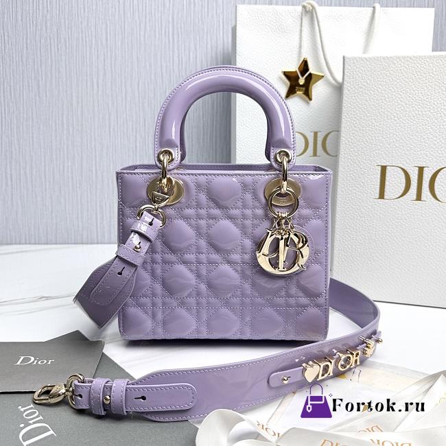 Fortok Dior My ABCDior Bag Purple Patent Leather 20.5*8.5*17cm - 1