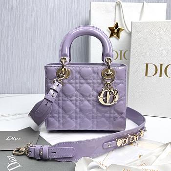 Fortok Dior My ABCDior Bag Purple Patent Leather 20.5*8.5*17cm