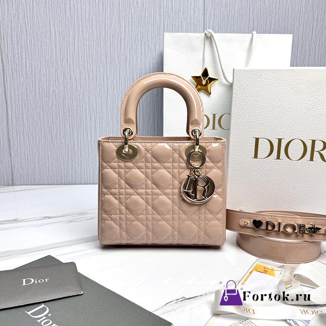 Fortok Dior My ABCDior Bag Powder Beige Patent Leather 20.5*8.5*17cm - 1