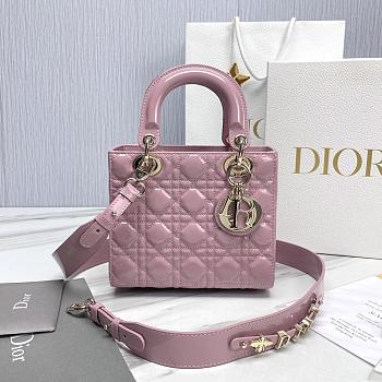 Fortok Dior My ABCDior Bag Pink Patent Leather 20.5*8.5*17cm 