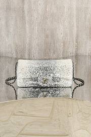Fortok Chanel Silver/White Sequin CC Flap Shoulder Bag 24x12x4cm - 1