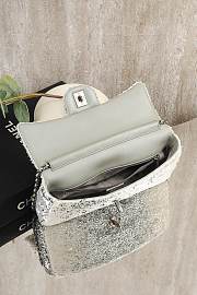 Fortok Chanel Silver/White Sequin CC Flap Shoulder Bag 24x12x4cm - 6
