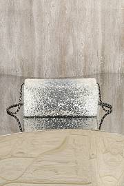 Fortok Chanel Silver/White Sequin CC Flap Shoulder Bag 24x12x4cm - 4