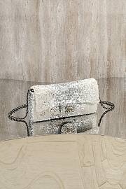 Fortok Chanel Silver/White Sequin CC Flap Shoulder Bag 24x12x4cm - 2