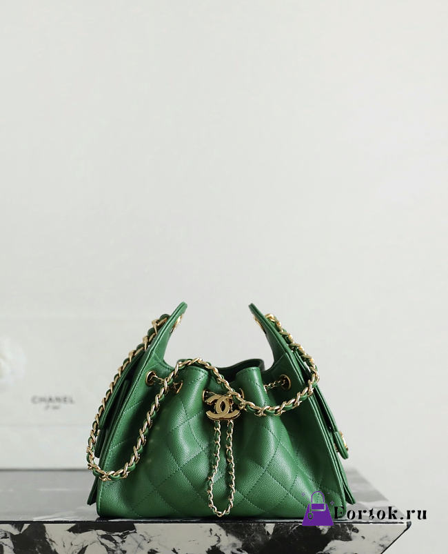 Fortok Chanel 25 Mini Handbag Green 20x22x12cm - 1