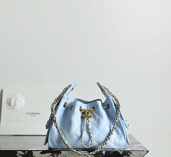Fortok Chanel 25 Mini Handbag Light Blue 20x22x12cm