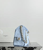 Fortok Chanel 25 Mini Handbag Light Blue 20x22x12cm - 5