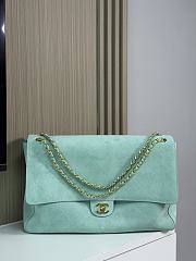 Fortok Chanel Suede Calfskin Souplissimo Maxi Flap Bag Tiffany Blue 38.5×11×26cm - 1