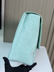Fortok Chanel Suede Calfskin Souplissimo Maxi Flap Bag Tiffany Blue 38.5×11×26cm - 4