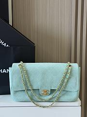 Fortok Chanel Suede Calfskin Souplissimo Maxi Flap Bag Tiffany Blue 32×10x19cm - 1