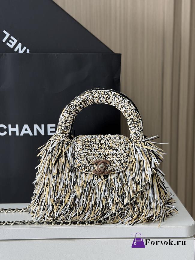 Fortok Chanel Mini Shopping Tote Spring/Summer 2026 Raffia-Effect Fabric 01 19cm - 1