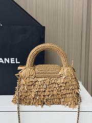 Fortok Chanel Mini Shopping Tote Spring/Summer 2026 Raffia-Effect Fabric Brown 19cm - 2
