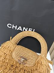 Fortok Chanel Mini Shopping Tote Spring/Summer 2026 Raffia-Effect Fabric Brown 19cm - 4