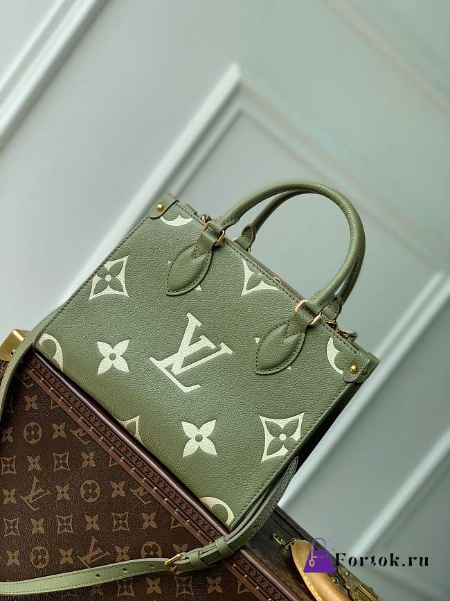 Fortok Louis Vuitton OnTheGo PM Olive Green Bicolor Monogram Empreinte Leather 25 x 19 x 11.5cm - 1