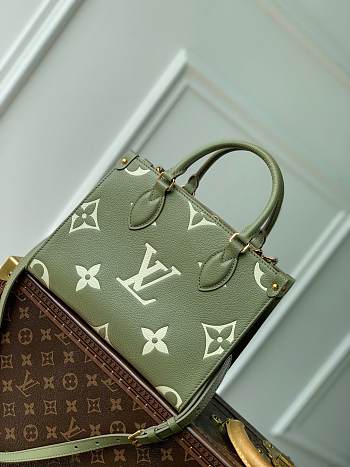 Fortok Louis Vuitton OnTheGo PM Olive Green Bicolor Monogram Empreinte Leather 25 x 19 x 11.5cm