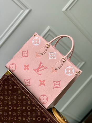 Fortok Louis Vuitton OnTheGo MM Pink Bicolor Monogram Empreinte Leather 35 x 27 x 14cm