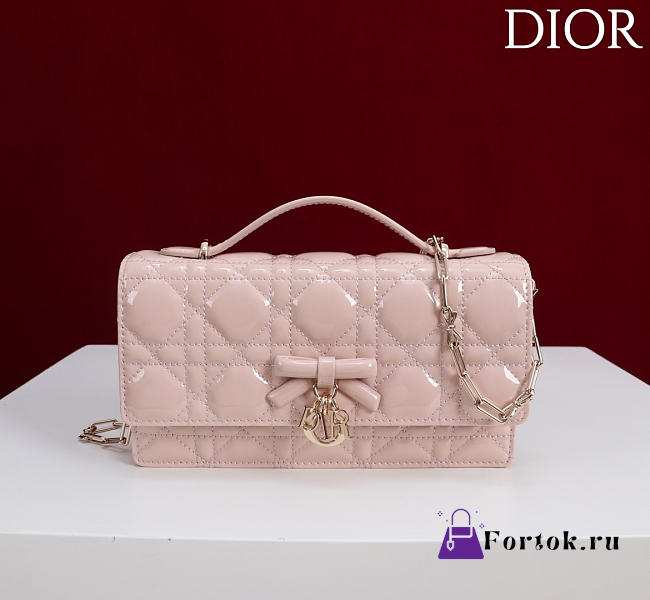 Fortok Dior My Dior Mini Bag Soupir Pink Patent Leather 21cm*11.5*4cm  - 1