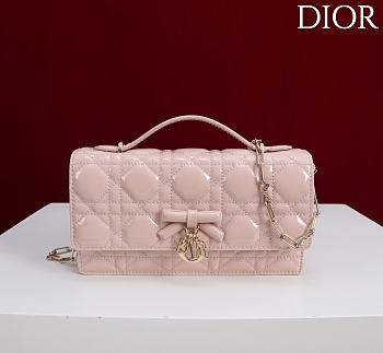 Fortok Dior My Dior Mini Bag Soupir Pink Patent Leather 21cm*11.5*4cm 