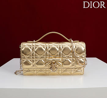 Fortok Dior My Dior Mini Bag Metallic Gold Leather 21cm*11.5*4cm