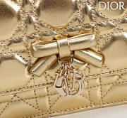 Fortok Dior My Dior Mini Bag Metallic Gold Leather 21cm*11.5*4cm - 5