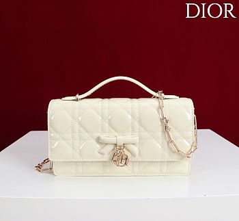 Fortok Dior My Dior Mini Bag Butter Yellow Patent Leather 21cm*11.5*4cm