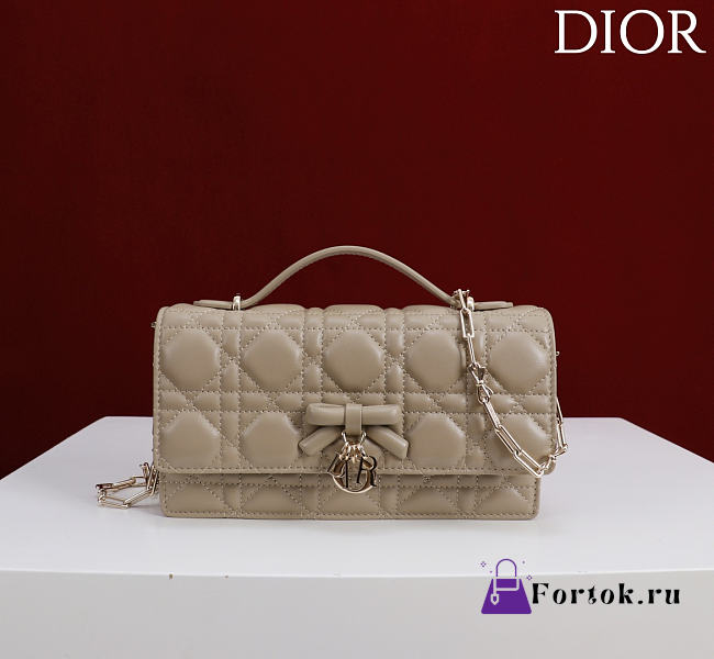 Fortok Dior My Dior Mini Bag Beige Cannage 21cm*11.5*4cm - 1